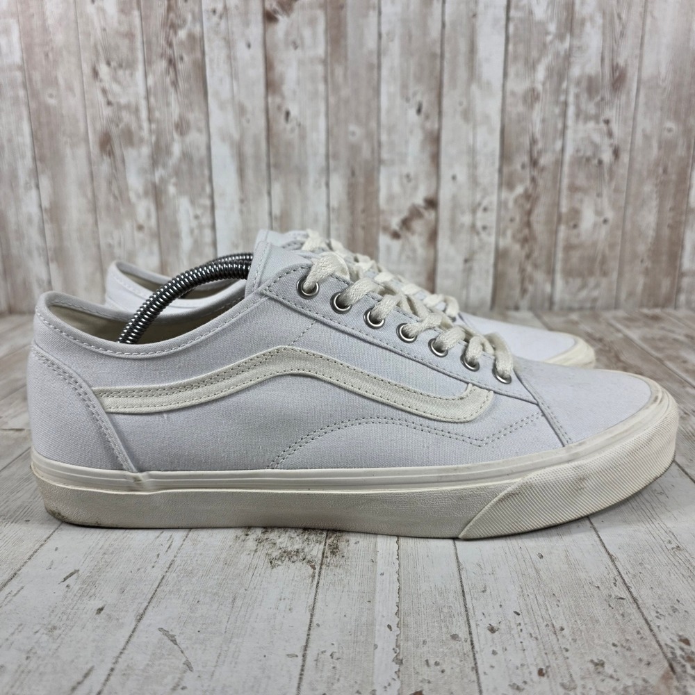 Vans Old Skool Canvas Sneakers Mens 12 White White Low Top‎ Skate Shoes 721356
